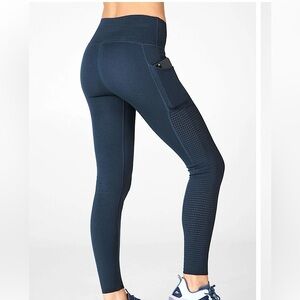 Fabletics Navy High-Waist Performance Leggings with Side Pocket